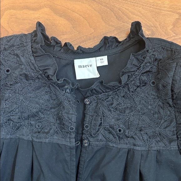 Anthropologie Maeve Puff-Sleeve Embellished Button-Front Blouse Size XS - Picture 7 of 9